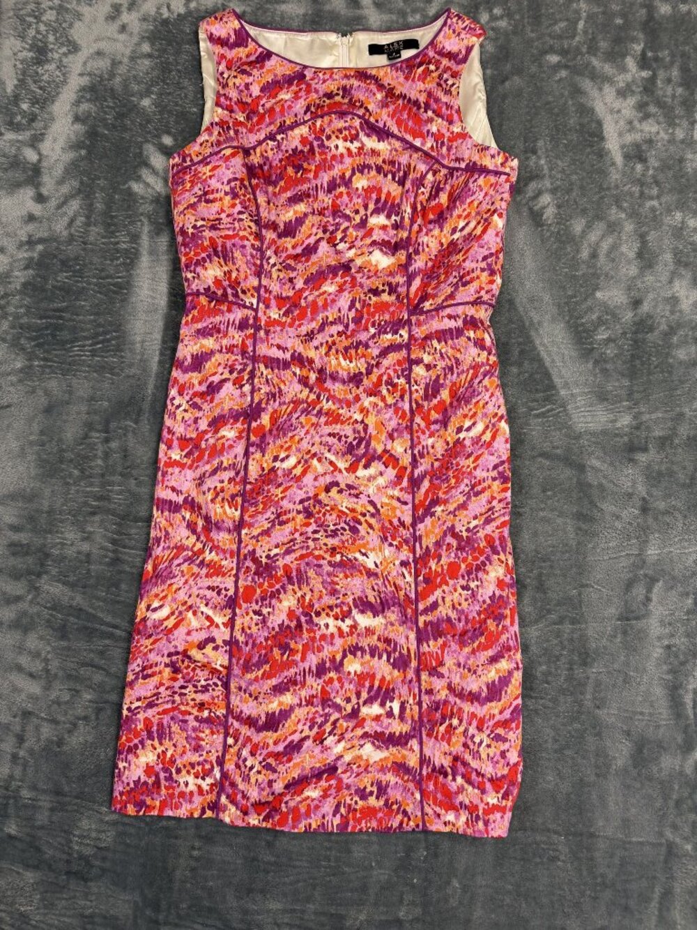 Alex Marie Multicolor Sleeveless Abstract Print Sheath Dress Size 4